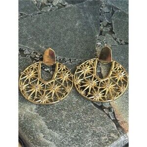 NWOT Kendra Scott Nova Statement Hoop Earrings - Gold Starburst Filigree